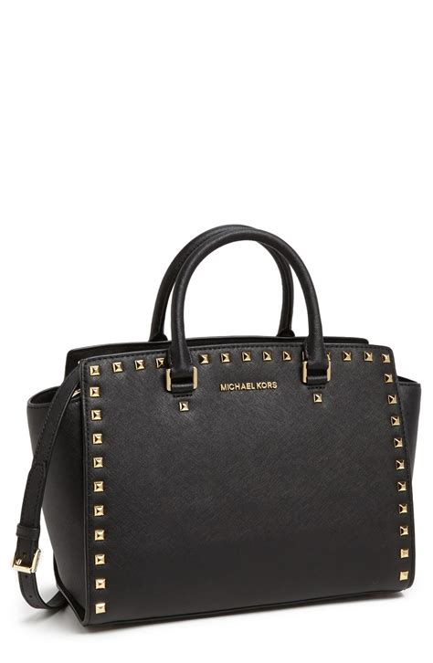 michael kors selma large studded black|michael kors selma saffiano.